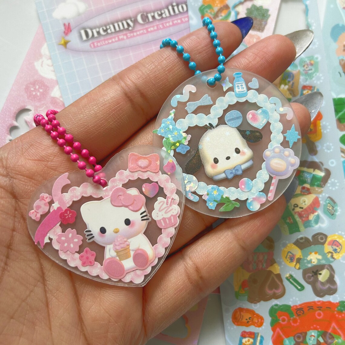 Decorated Keychains Deco Keychains- Cute Kawaii Korean Acrylic Charms for Decorating Kpop ...