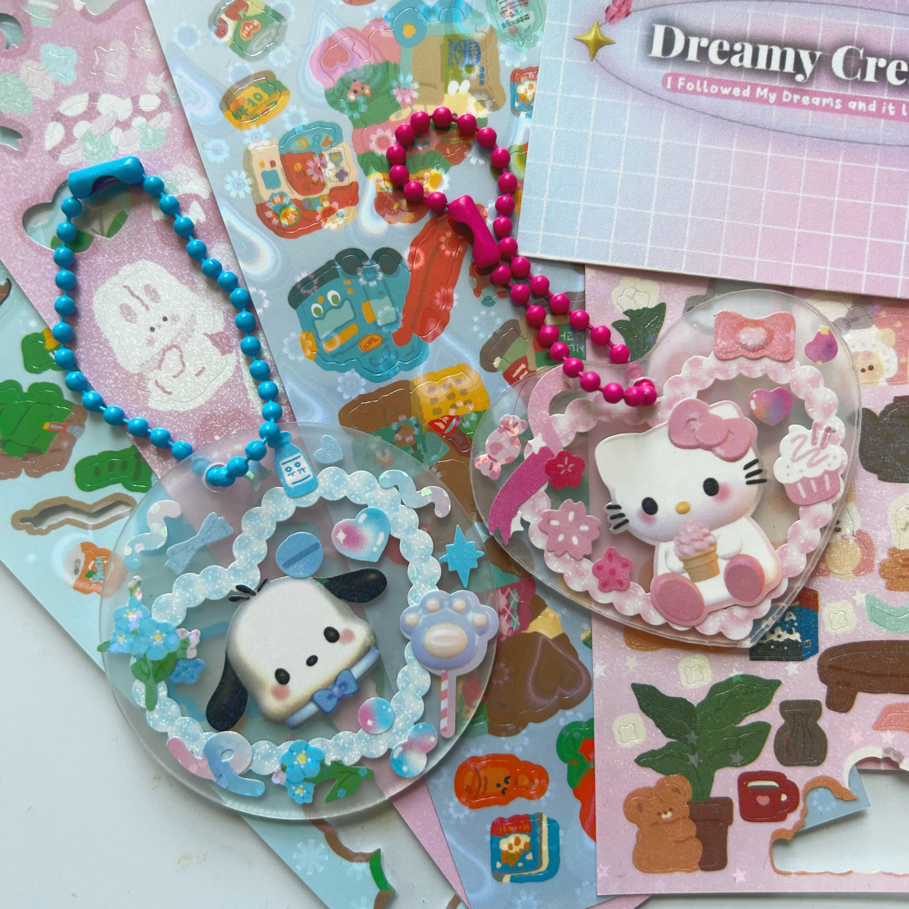 Decorated Keychains Deco Keychains- Cute Kawaii Korean Acrylic Charms for Decorating Kpop ...