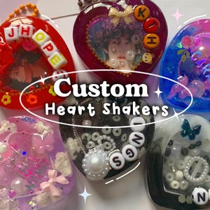 Custom Heart keychain shaker heart Shaker Resin Keychain Keycharm Kpop-BTS resin charms aesthetic handmade custom pieces-Kawaii shaker charm