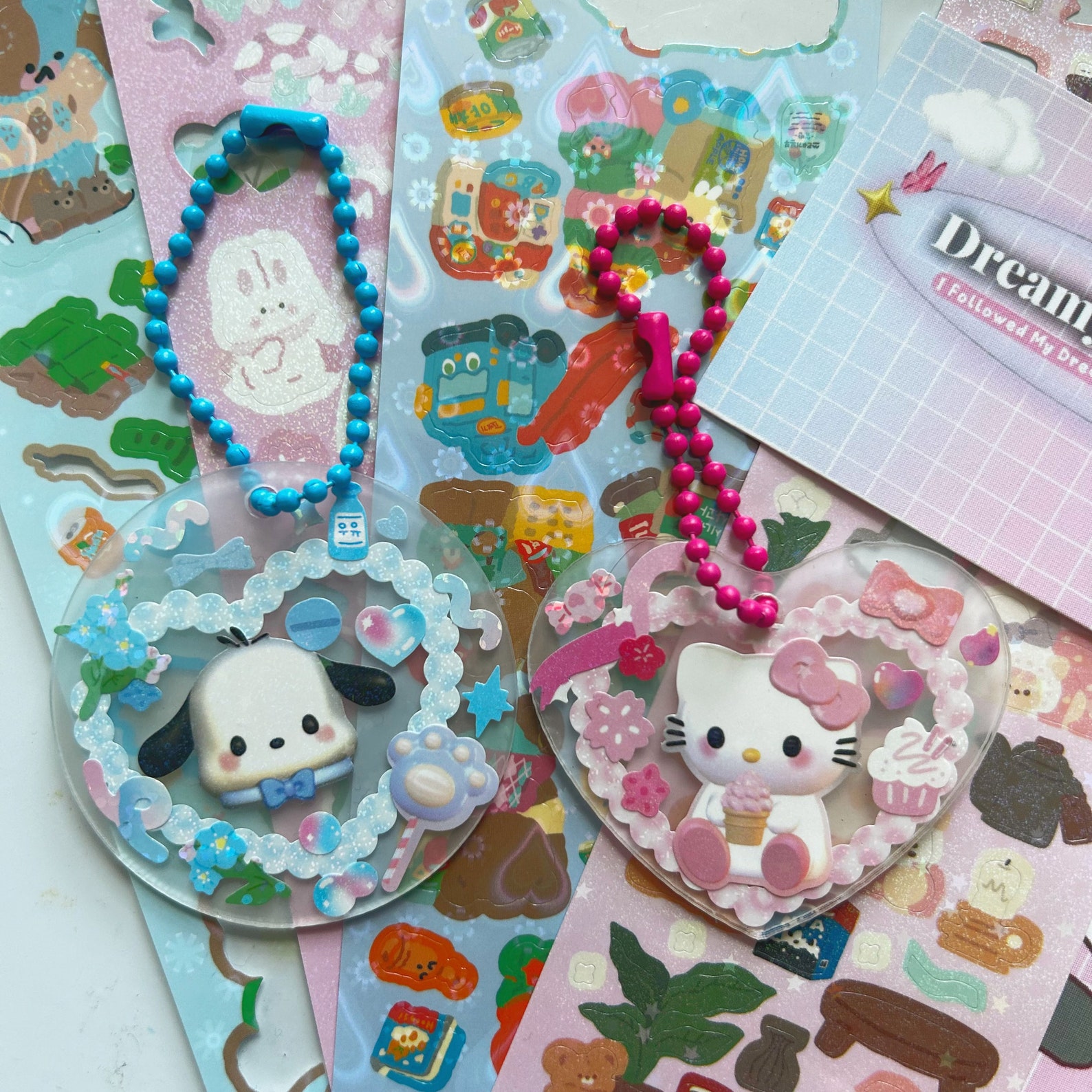 Decorated Keychains Deco Keychains- Cute Kawaii Korean Acrylic Charms for Decorating Kpop ...