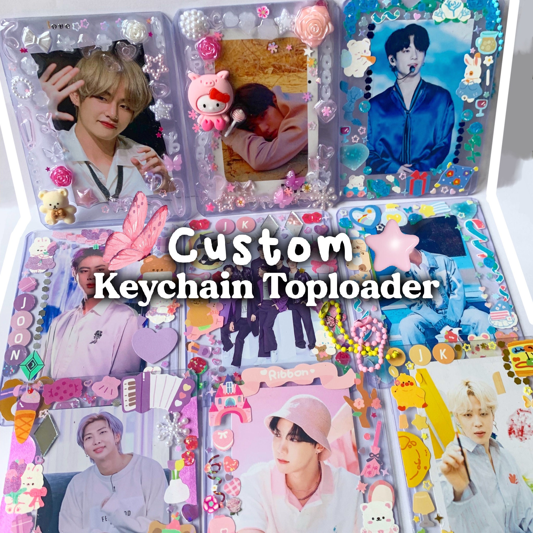 Photocard Holder Deco Stickers Top loaders Deco DIY Set for photocards  Kpop, 10pcs Hard Photo Card Holder, 12 Sheets Deco Stickers, 1pc Stand Kpop