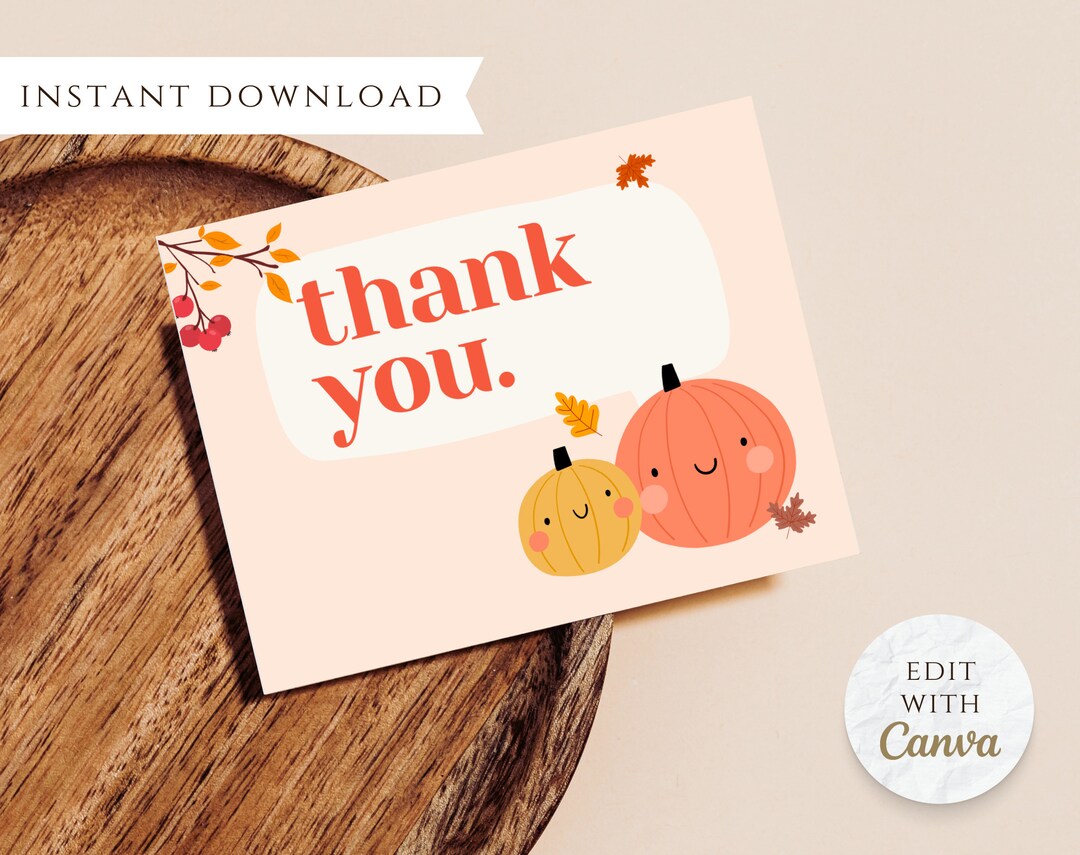 EDITABLE Thank You Card Small Business Template, Autumn Canva Business ...