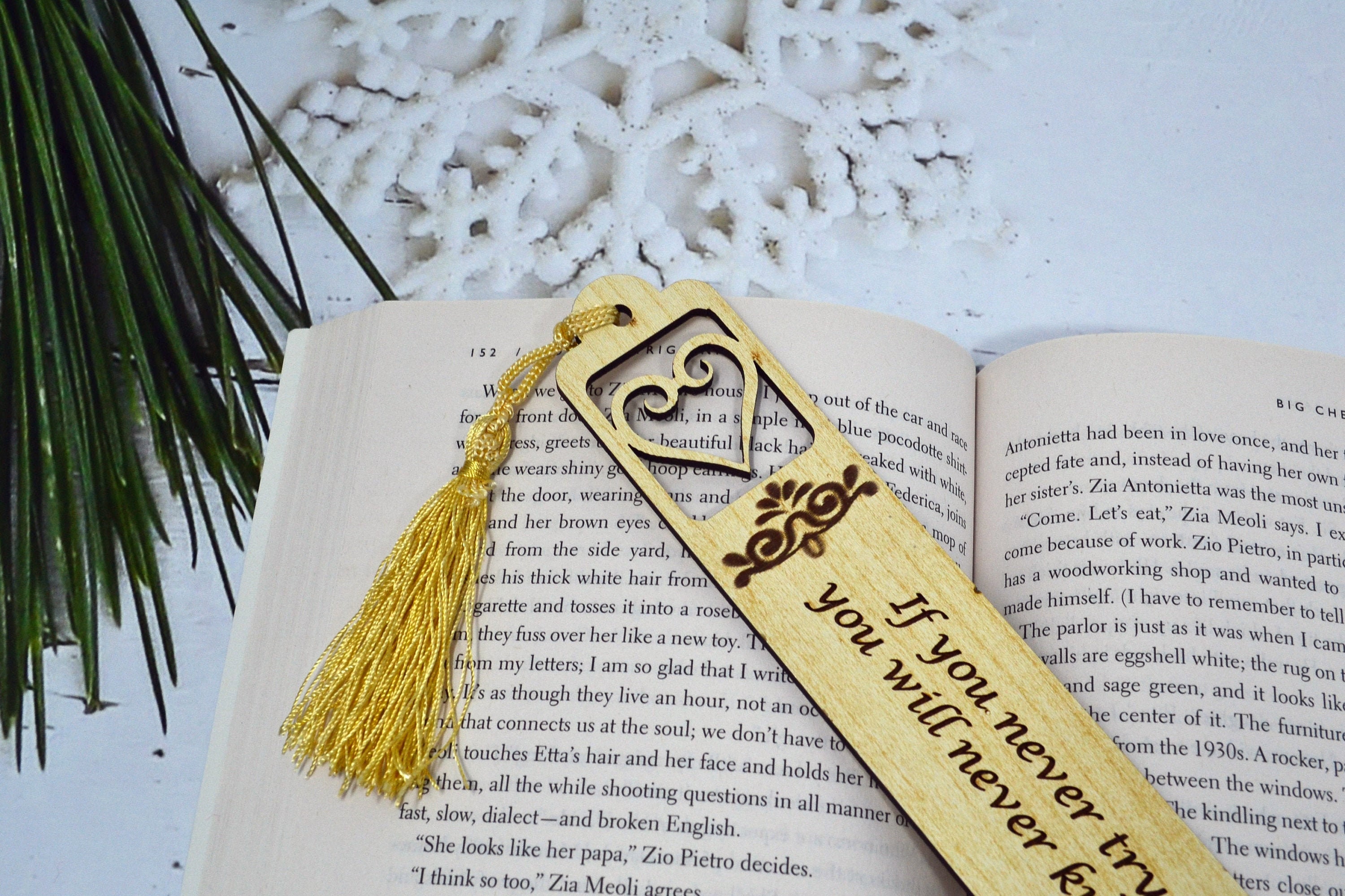 Engraved Bookmark Handmade Wood Bookmark Wooden Tassels Etsy