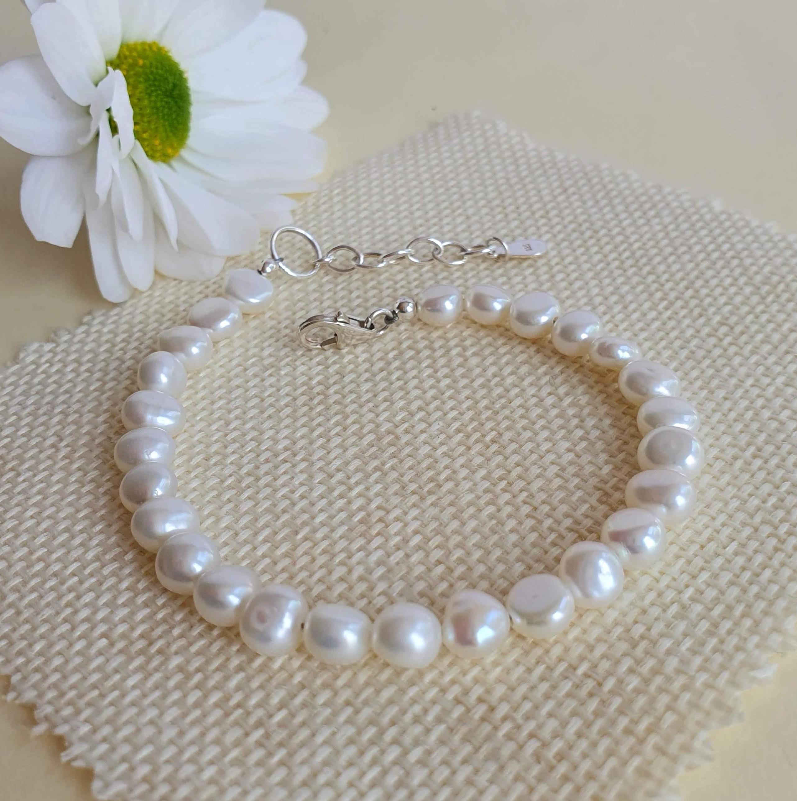 Freshwater Pearl Bracelet Silver Pearl Bracelet for Women
