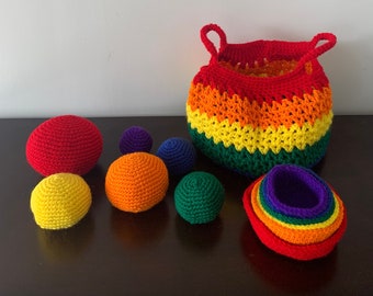 Rainbow Montessori style sorting to with bag
