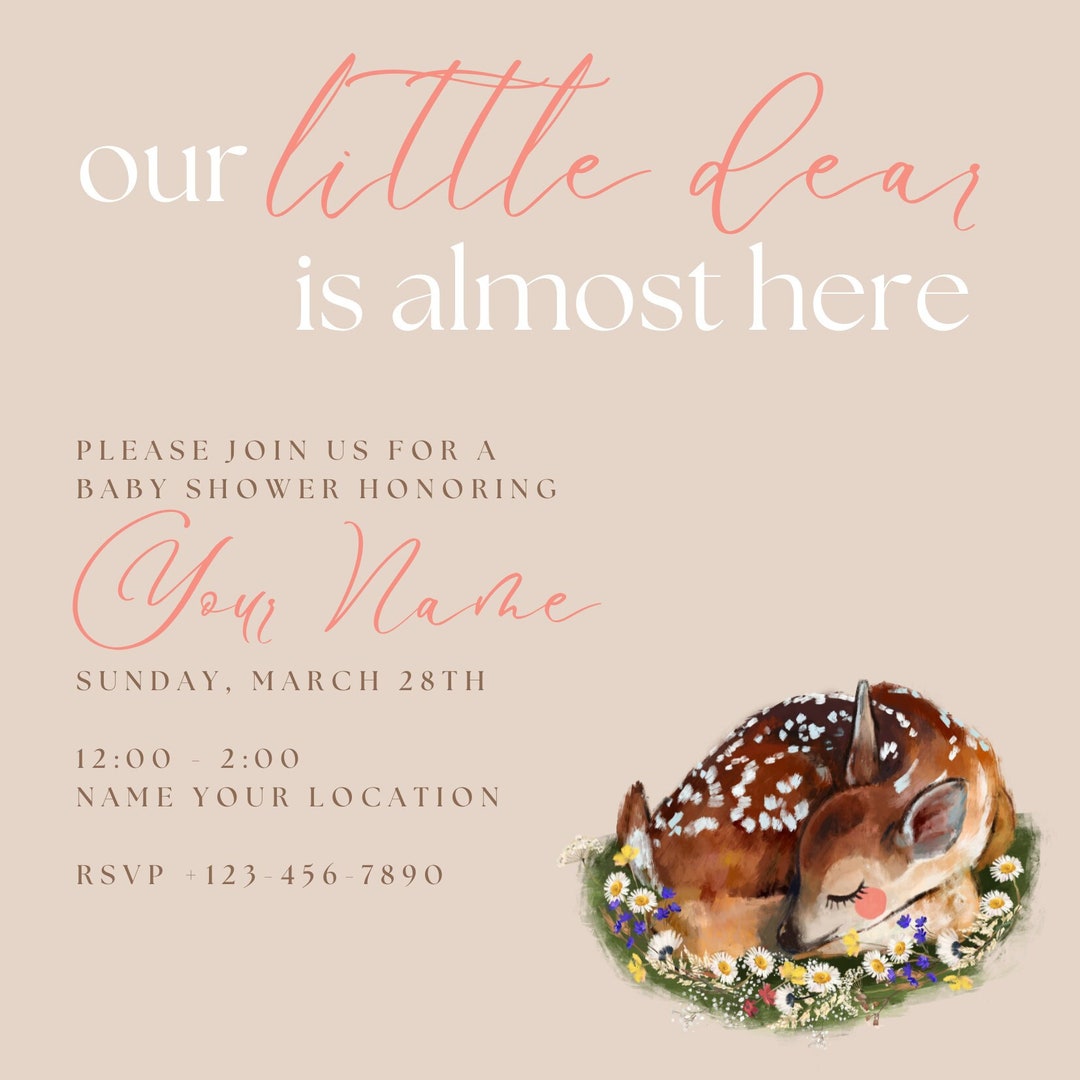CUSTOM DIGITAL Little Dear Baby Shower Invitation - Etsy