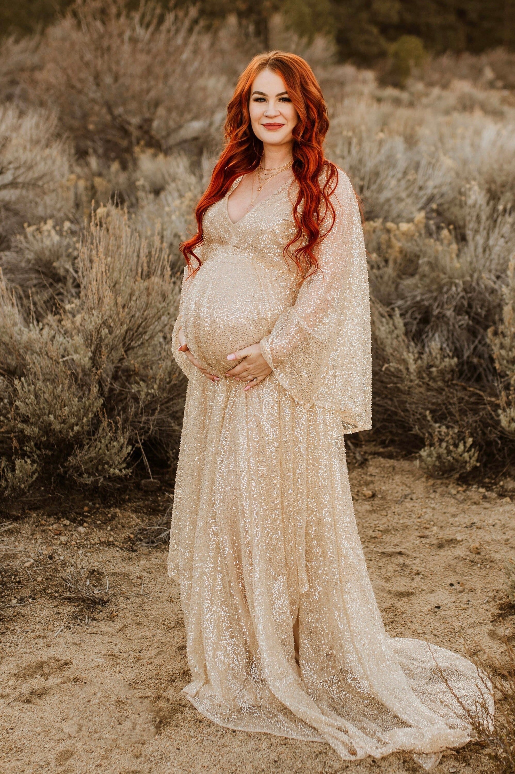 champagne maternity dress