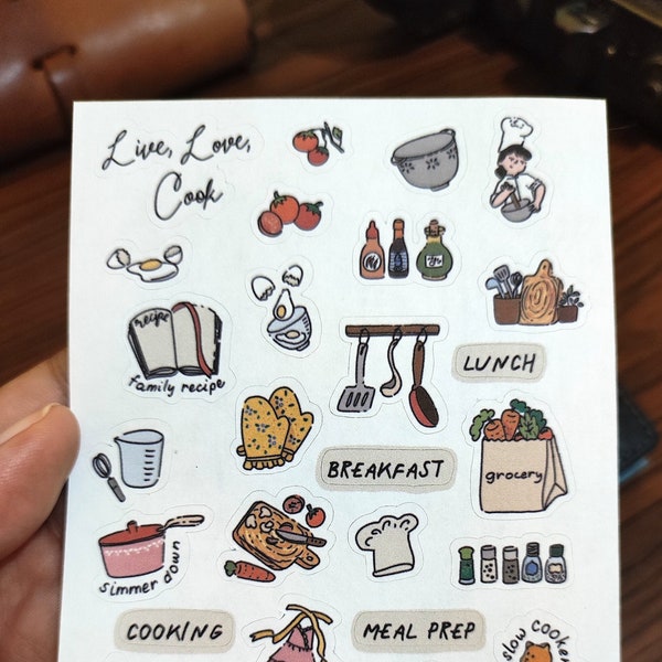 Meal Planning Cute Functional Icon Planner stickers, Small Meal Prep Deco Stickers | Clear or Matte Sticker Sheets