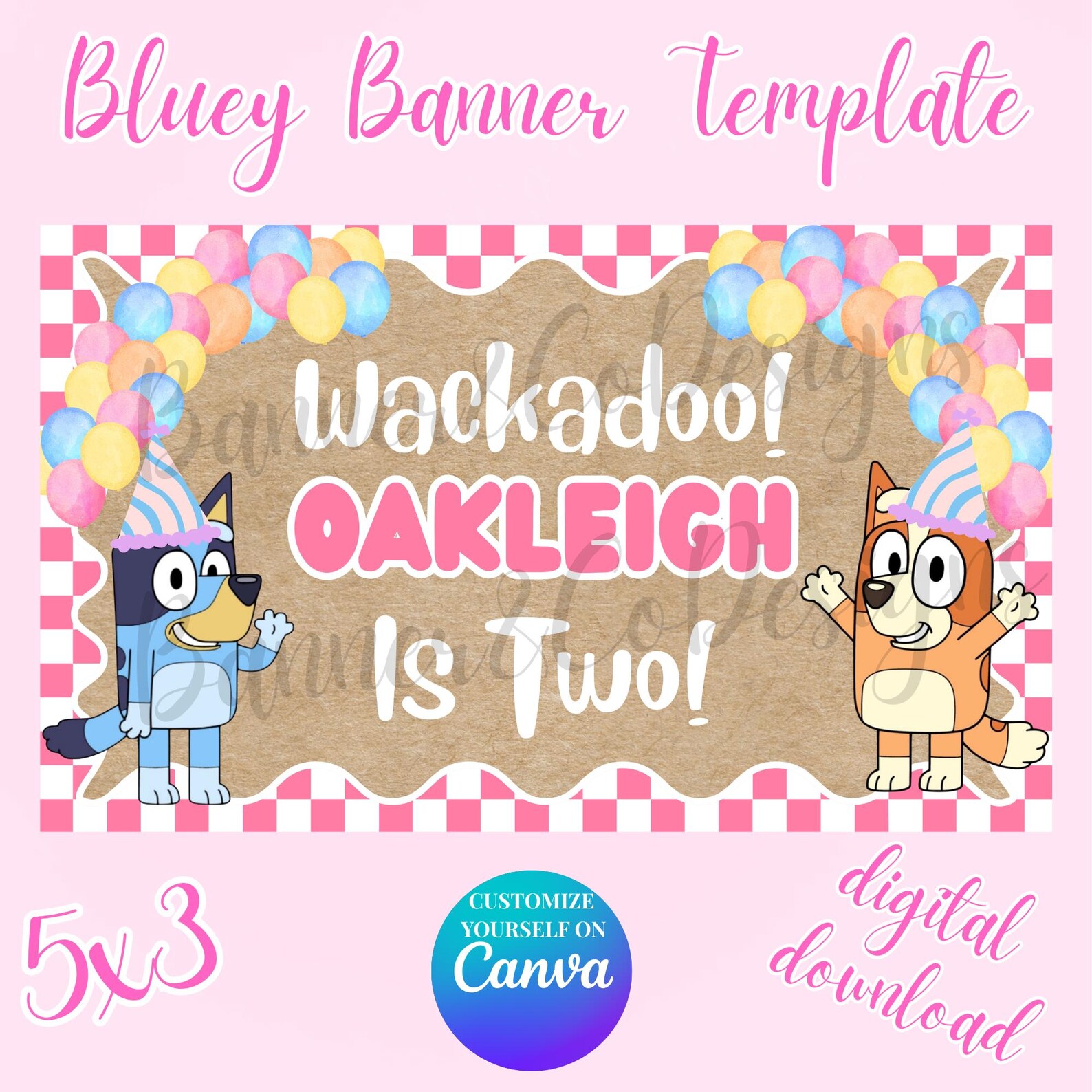 PRINTABLE 5x3 Bluey Wackadoo Banner Template - Digital Download - Etsy