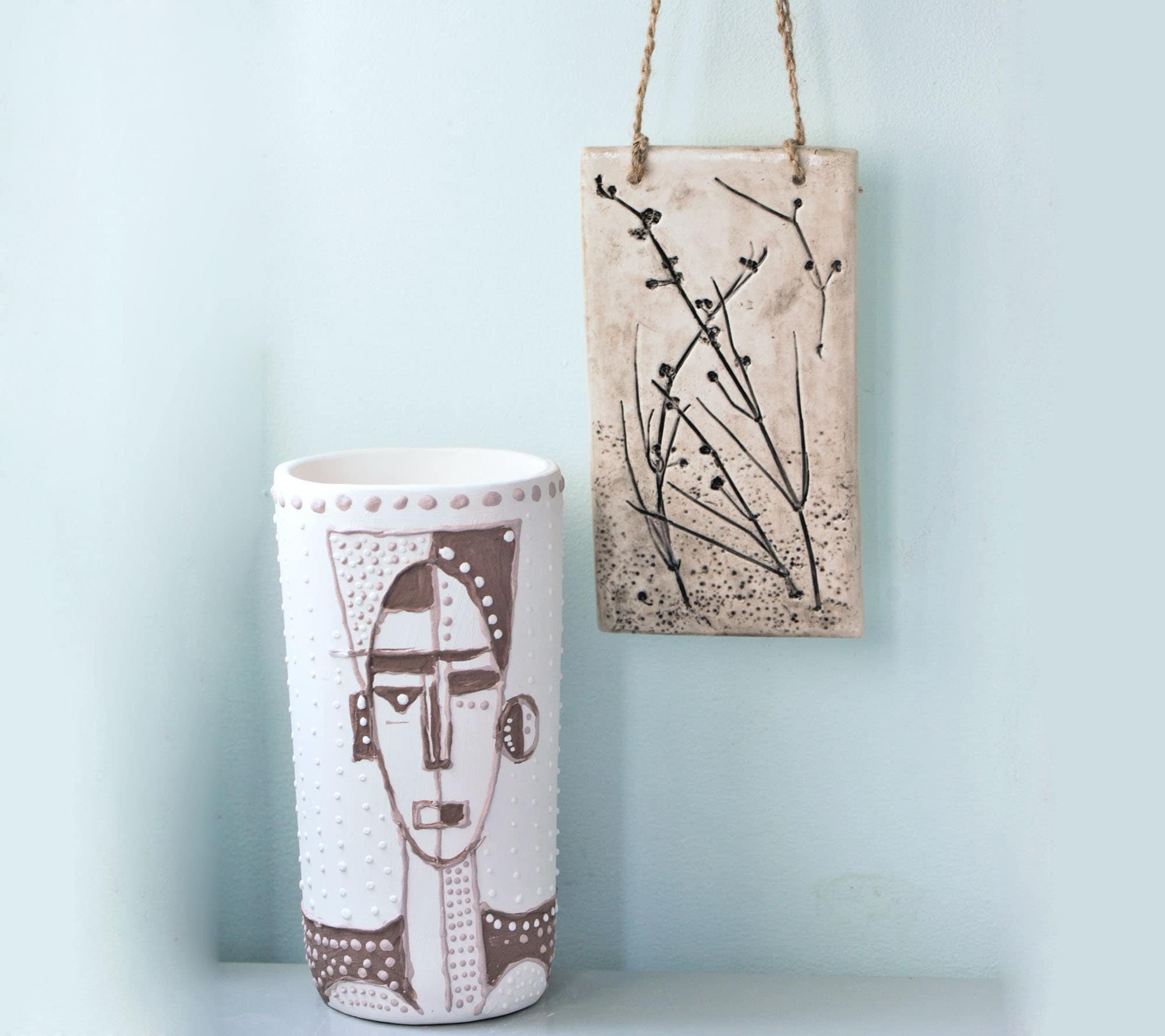 Botanical ceramic wall hanging Ceramic wall hanging Handmade Etsy