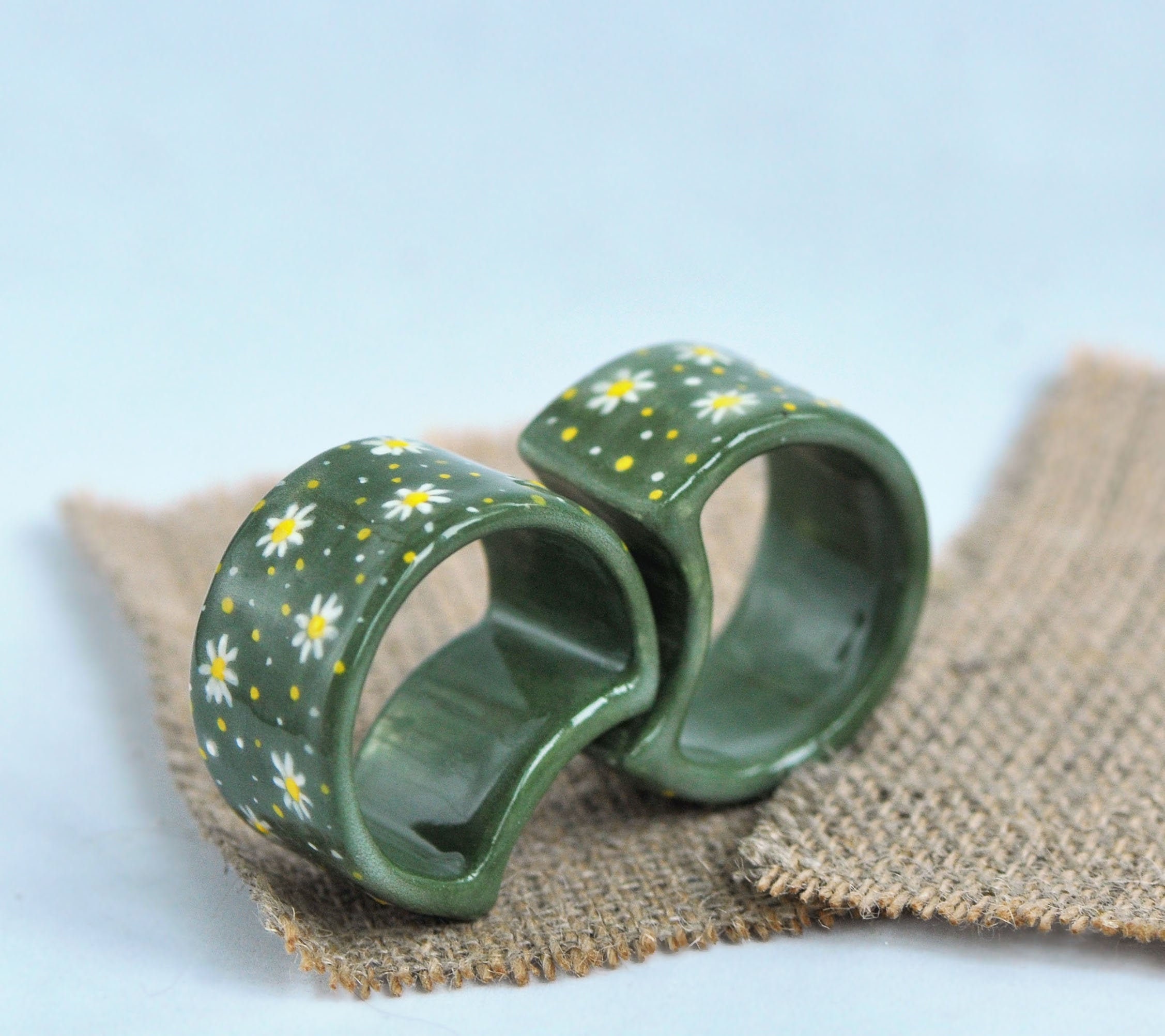 Floral ceramic napkin rings Handpainted napkin rings with Etsy
