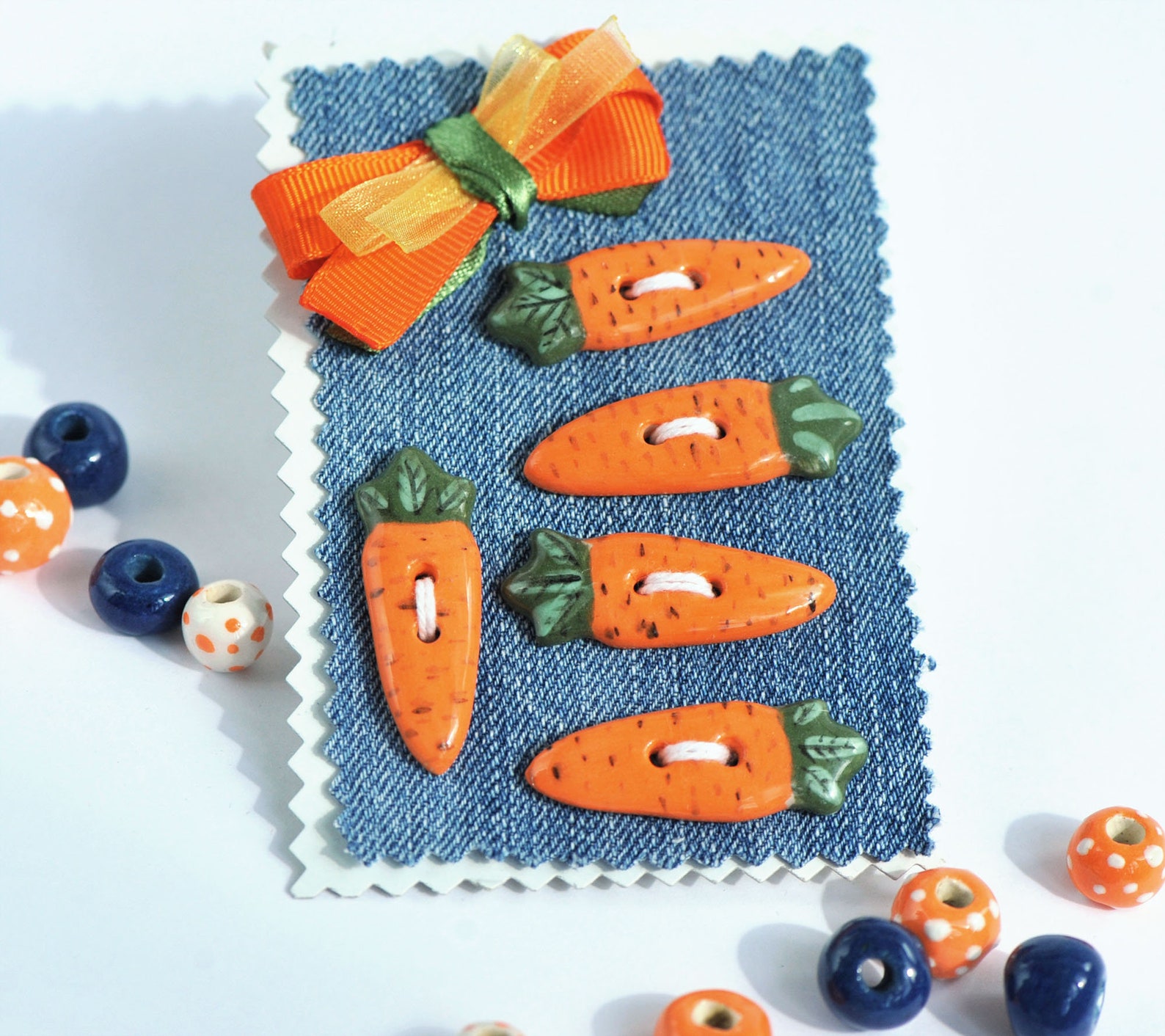 Ceramic carrot button handmade ceramics painted buttons set Etsy