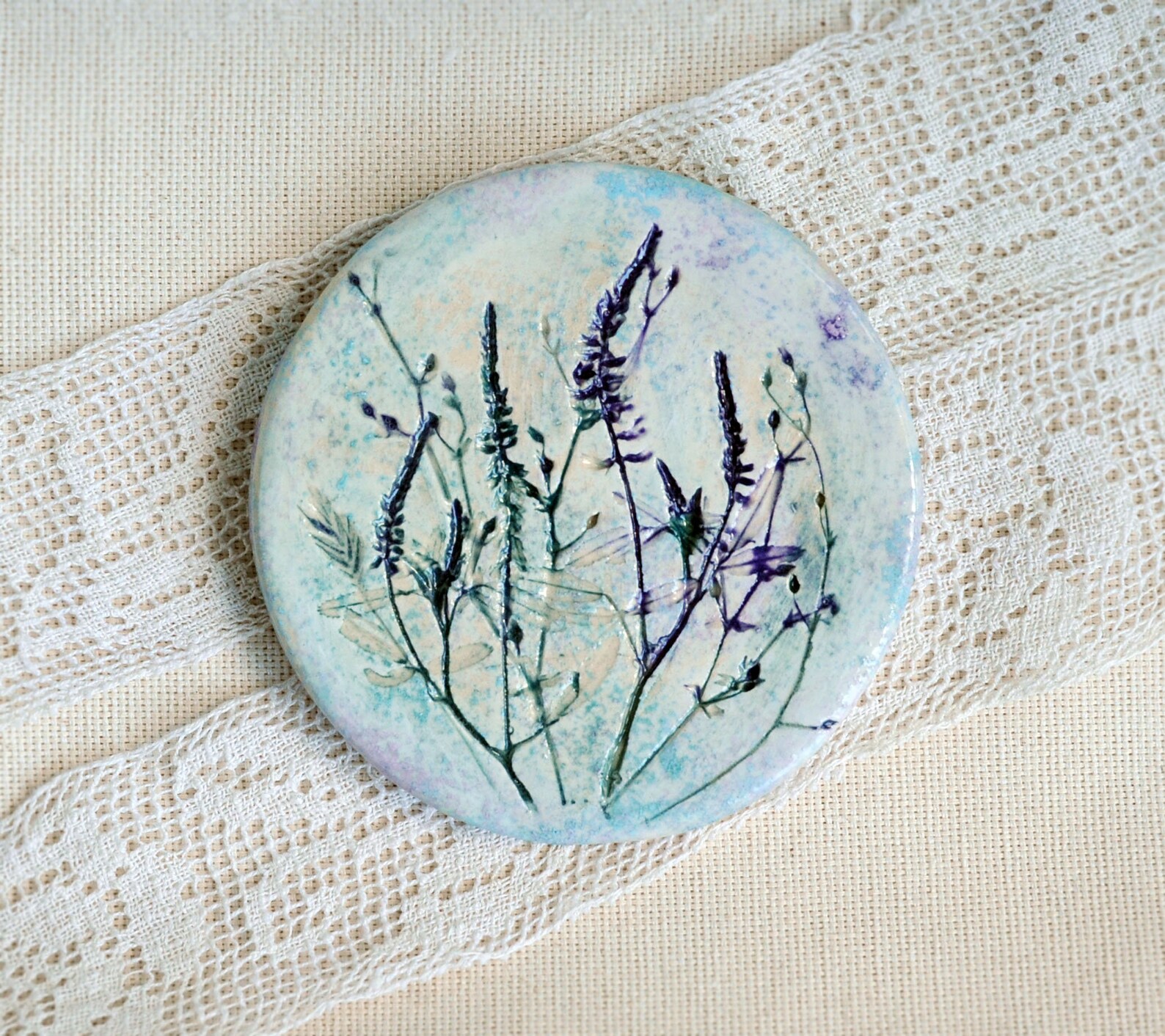 Ceramic coasters with leaf imprints botanical mug coasters Etsy