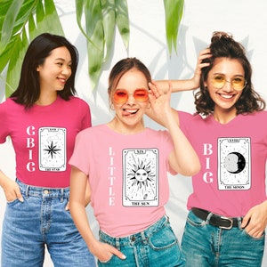 Big Little Reveal Tarot Card Shirts, Sun Moon Star Sorority Lineage TShirt, Big Little Week Present Unique, GBig Big Little Set