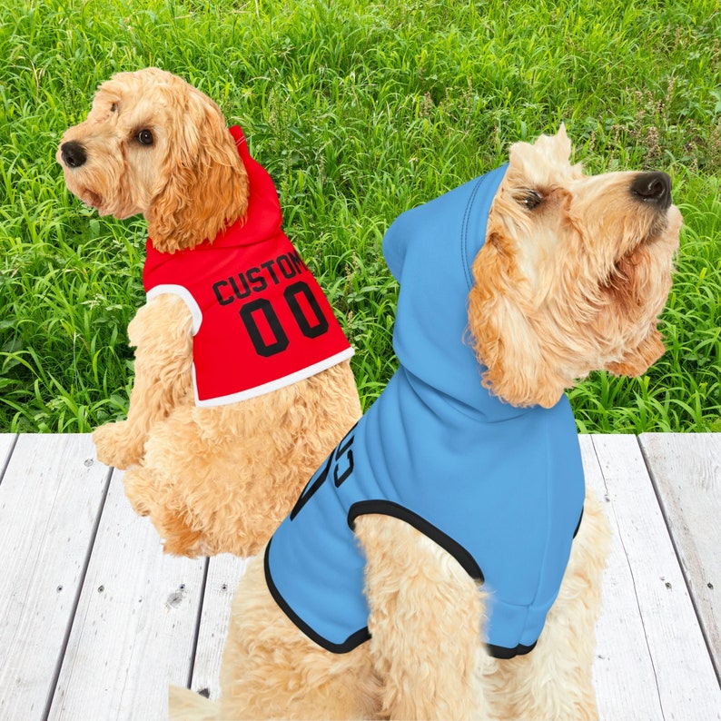 Custom Jersey Football Dog Hoodie, Sporty Dog Cute Outfit, Football