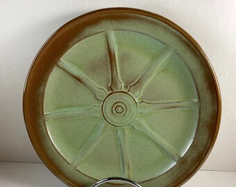 1950/'s Frankoma Pottery Prairie Green Wagon Wheel 4c Creamer and Sugar Teapot