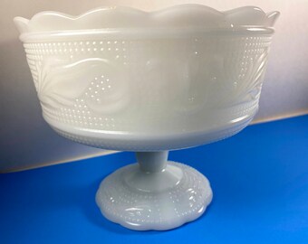 Ruffle Edges Decorative Glassware Vintage Smokey Grey Glass Compote Candy Dish Mid Century Modern Home Decor Large Gray Pedestal Bowl