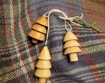Hand crafted Christmas tree ornaments. Tree shapped
