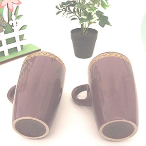 Lot de 2 mugs violet, bande dorée vintage image 2