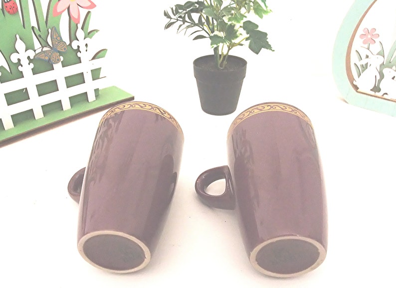 Lot de 2 mugs violet, bande dorée vintage image 2