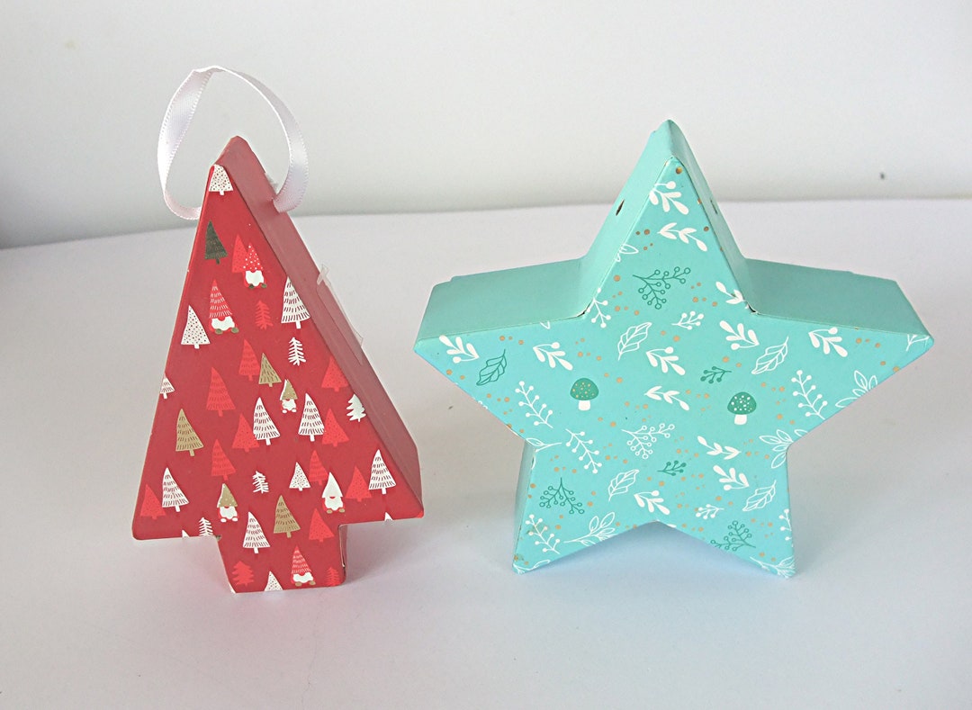 Set of 2 Cardboard Christmas Boxes to Hang on the Tree to Put Etsy UK