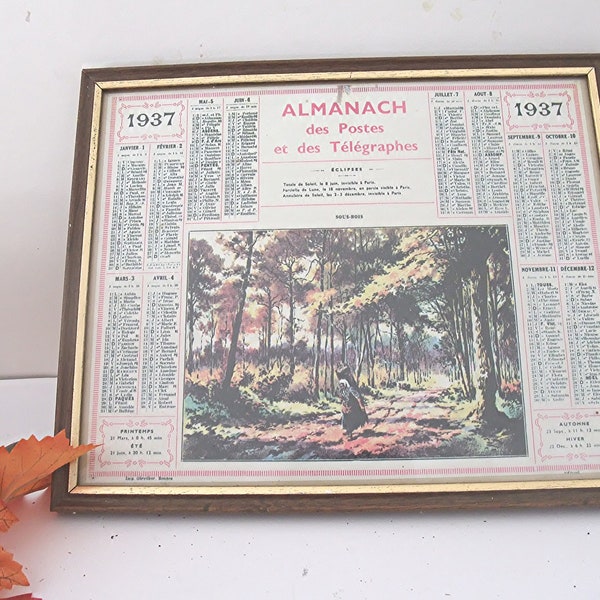 Calendrier des postes sous verre de 1973 : 86 ans ! cadeau de Noël vintage