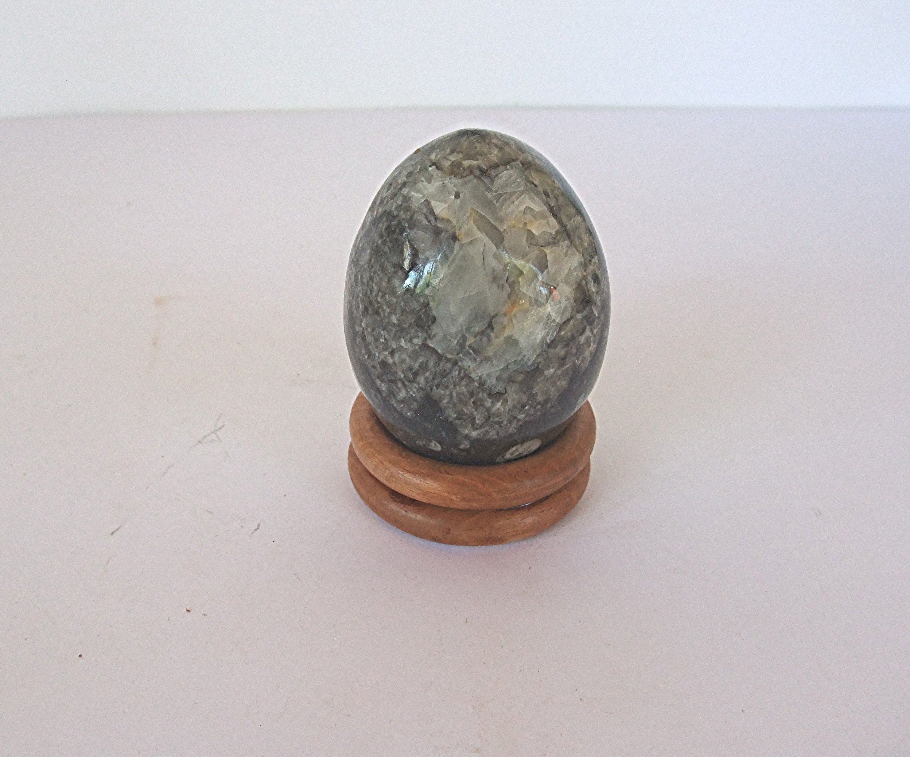 Oeuf en Pierre Fine Naturelle avec Support Pour Décoration ou Collection Cadeau