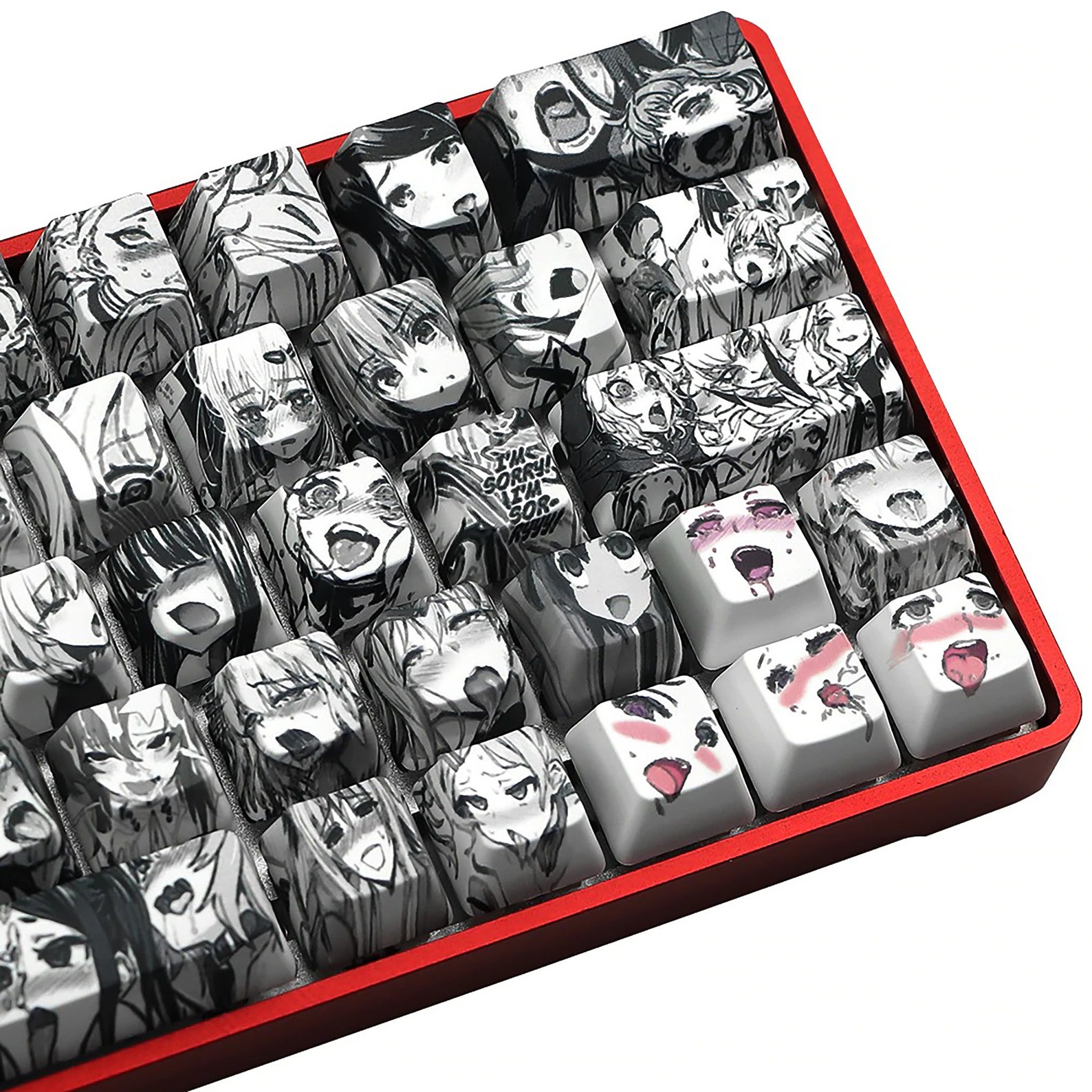 71 key PBT Ahegao keycap set Dye Sublimation Profile Japanese Etsy