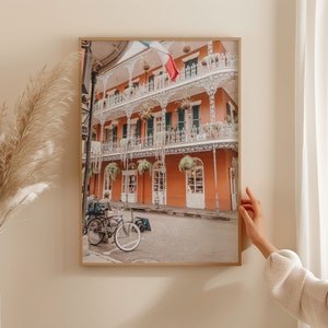 French Quarter&#39;s Beautiful Red Building | Luxury Eco Print | New Orleans, Louisiana Photography || french quarter wall art, nola decor, gift