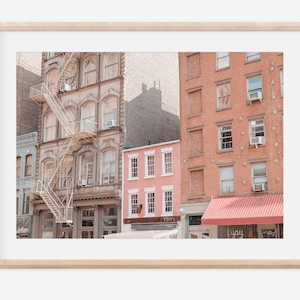 Urban Charm - Stunning Pink Building | New York City Photography | Luster Print : Unframed || urban, street, architecture, airbnb wall art
