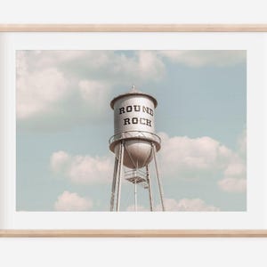 Round Rock Water Tower | Austin, Texas Photography | Luster Print : Unframed || farmhouse rustic decor, travel, landmark, airbnb wall art