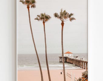 California Manhattan Beach Pier UNFRAMED PHOTO PRINT, coastal wall art, minimalist travel neutral decor, Los Angeles beach art airbnb