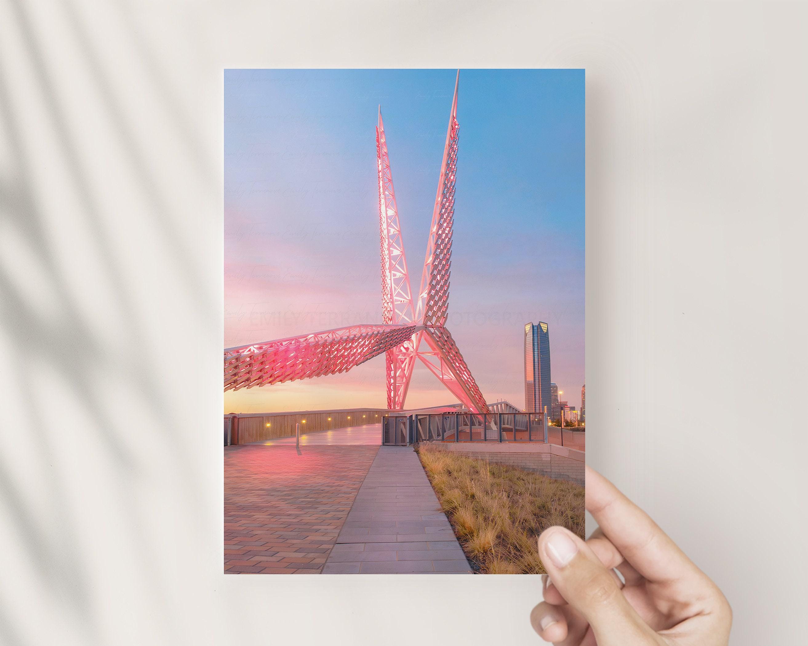 Skydance Bridge | Postcard | Oklahoma City Photography || Downtown, Okc  Gift, Decor, Architecture, Modern, Landmark, Travel, Colorful Art - Etsy, image size:2626x2100