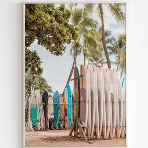 Island Surfboards | Hawaii Photography | Luster Print : Unframed || gift for surfer, tropical wall art, colorful beach, coastal home decor