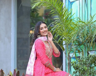 Indian Bollywood Designer Wedding Festivel Party Wear Beautiful 3 Piece Salwar Kameez Cotton Fabric Embroidery Work Kurta Sharara Dupatta