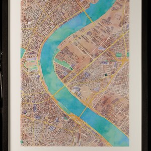 Carte de Bordeaux en 3D couleurs pastel avec cadre