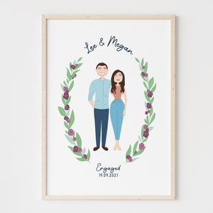 Custom Portrait Illustration | Christmas Gift | Digital Painting | Personalised Christmas Present | People | Art Print | Couple | Pets