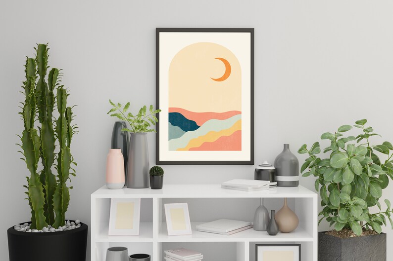 Set of 3 Gallery Wall Art Mid Century Wall Art Mountain Etsy