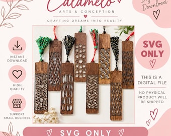 Wooden Bookmark SVG Bundle | Laser Cut Bookmark Files | Geometric Bookmark SVG | Glowforge Laser File | Bookmark Template Digital Download