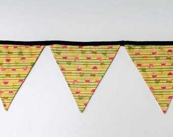 Bunting Banner Yellow Reusable Party Decoration Flag Pennant Hearts Wall Hanging Nursery Kids Room Birthday Boho Décor