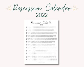 2022 Rescission Calendar For Loan Signings | Etsy