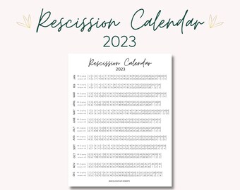2023 Rescission Calendar for Loan Signings - Etsy