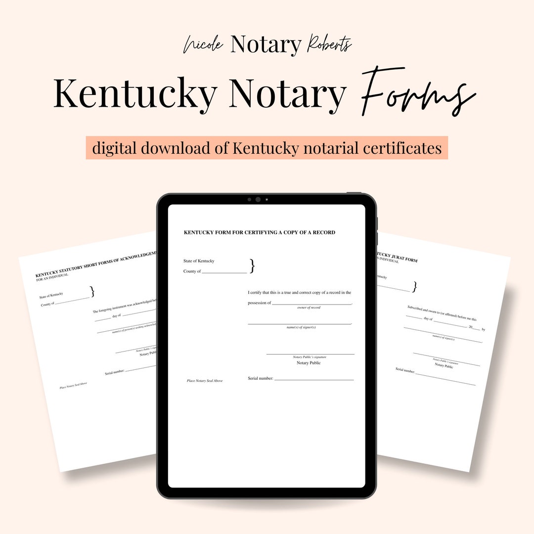 KENTUCKY Jurat, Acknowledgment, & Certified Photocopy Forms for