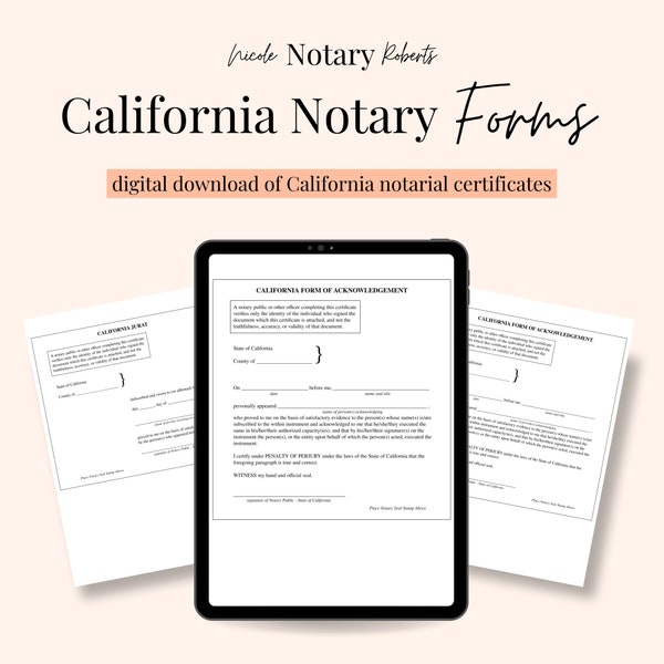 CALIFORNIA jurat and acknowledgement notarial certificates!