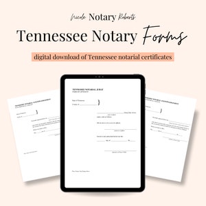 TENNESSEE jurat and acknowledgement notarial certificates! | Digital download!