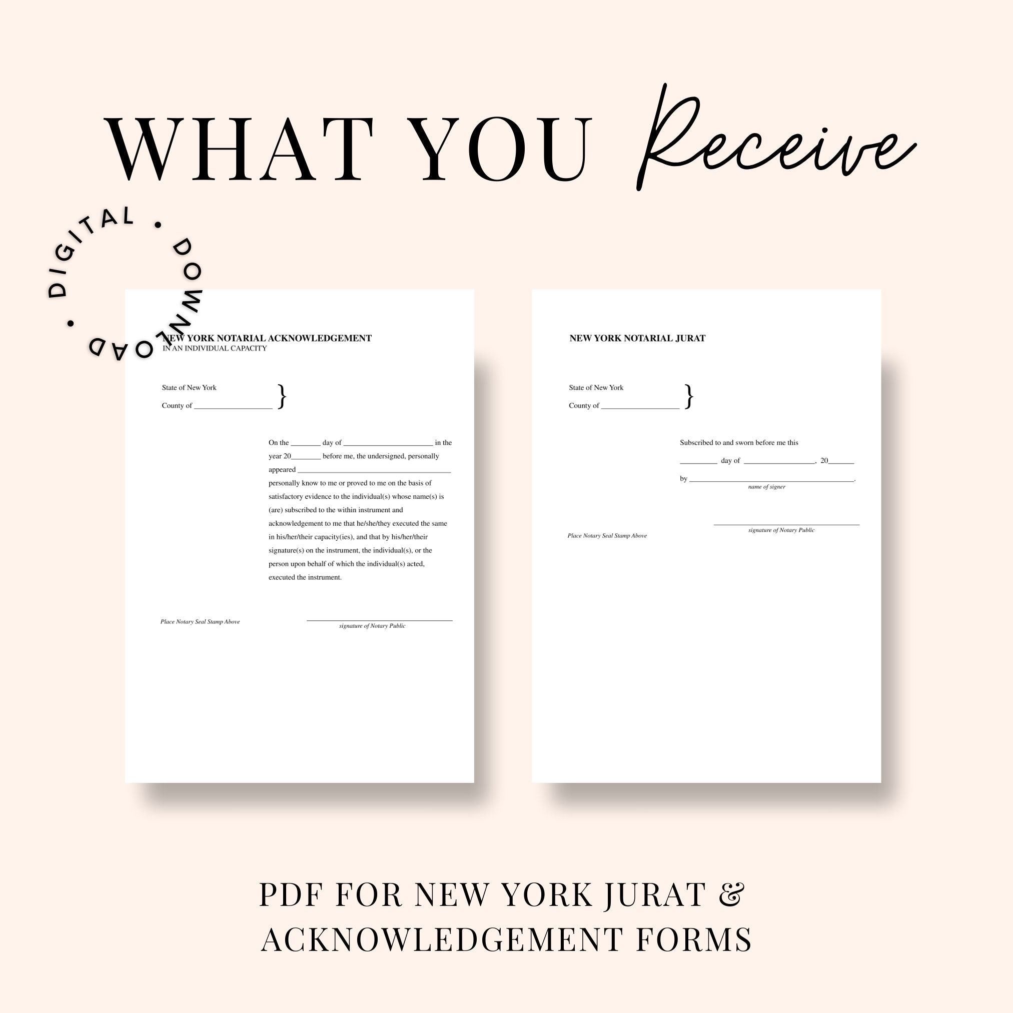 NEW YORK Jurat & Acknowledgment Forms for Notaries Etsy