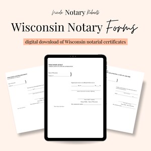 WISCONSIN Jurat, Acknowledgment, & Certified Photocopy Forms for Notaries!