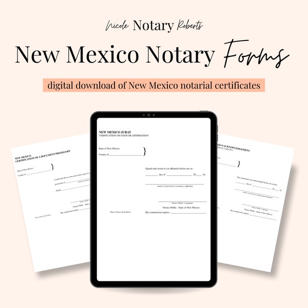 NEW MEXICO Jurat, Acknowledgment, & Certified Photocopy Forms for Notaries!