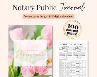 Digital Notary Journal: Flowers Design, 100 Entries (PDF)