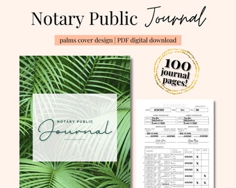 Digital Notary Journal: Palm Leaves Design (PDF Download)